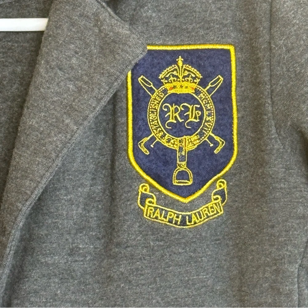 Ralph Lauren Polo Gray Women's Blazer Crest Patch Cotton Blend soft - XS - Picture 4 of 6